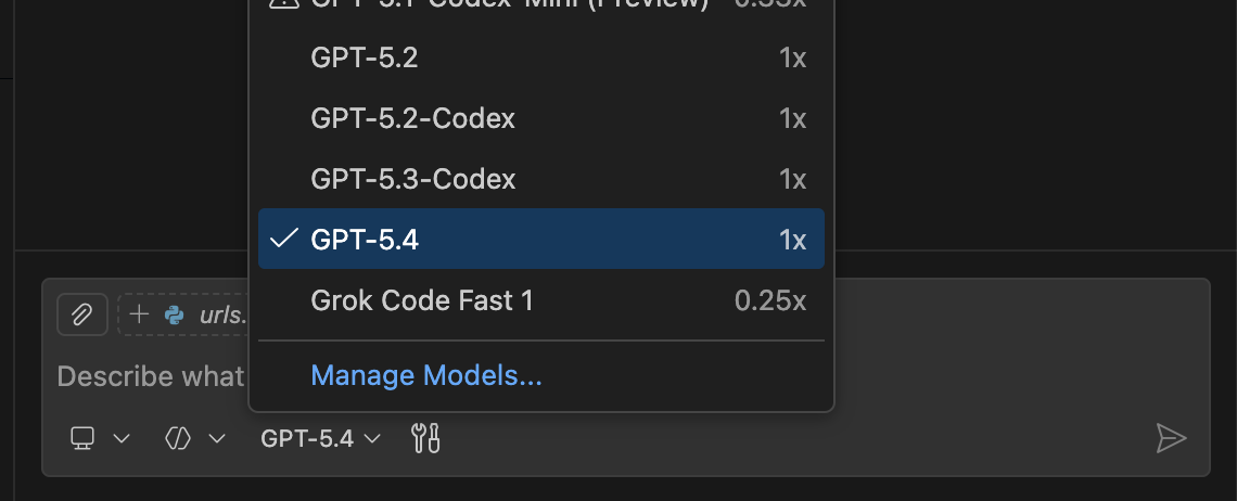 Coding with GPT-5.4 in VS Code